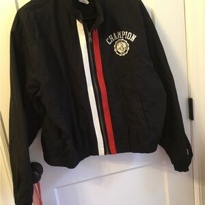 Champion Black Jacket with Red Accents Women’s Size Large NWOT